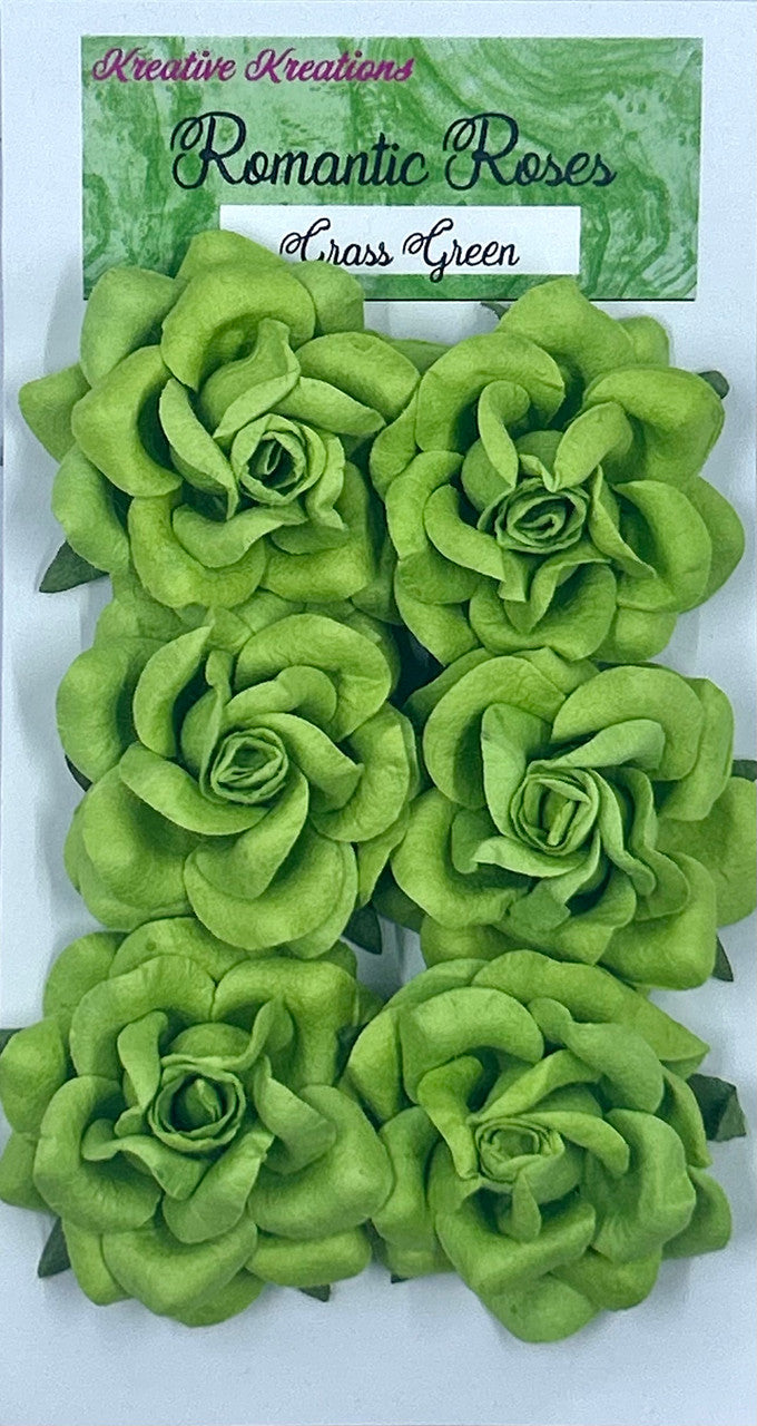 Romantic Roses - Grass Green